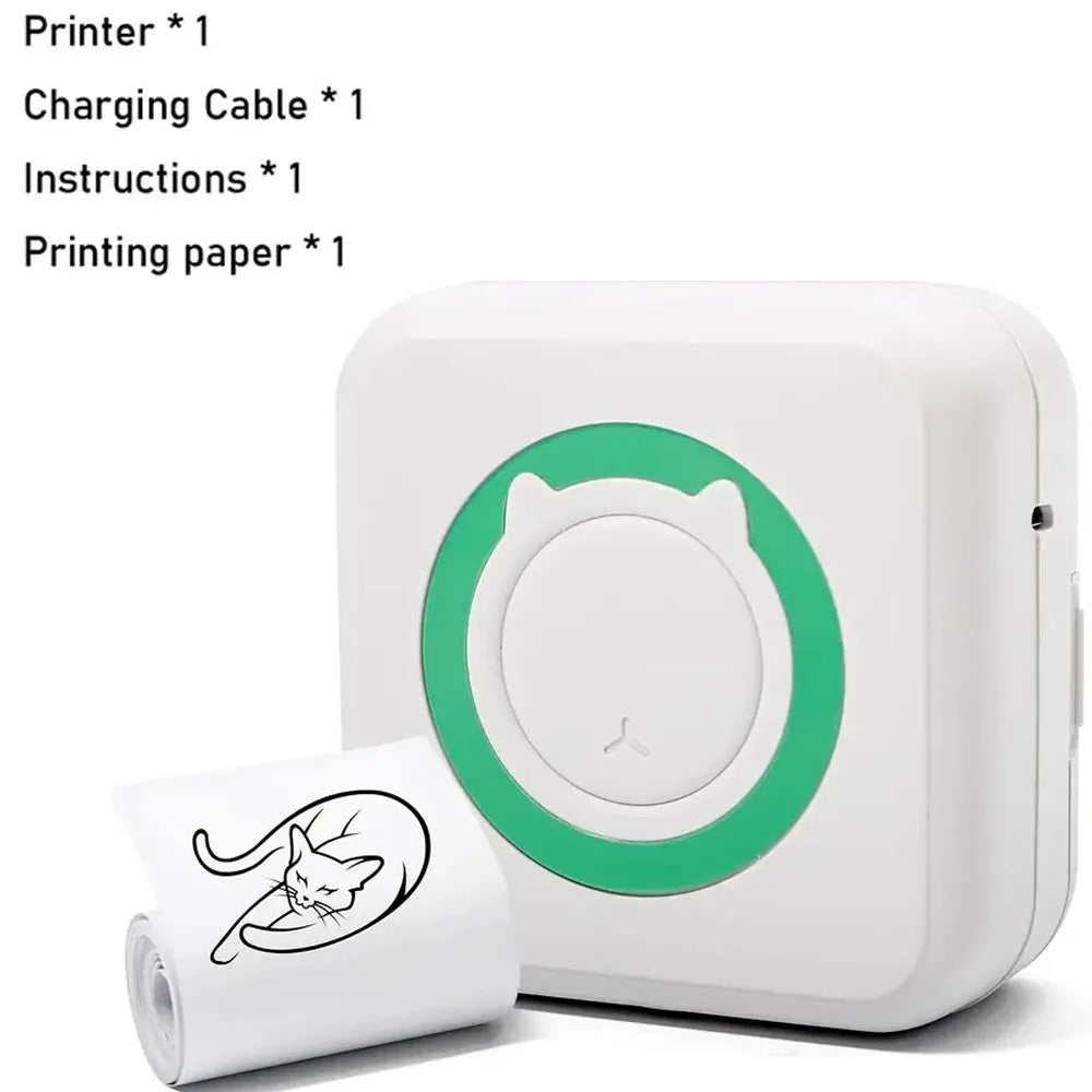 Mini Printer, Inkless Sticker Maker, Free Cut Small Pocket Printer, Portable Thermal Printer for Photo Journal Notes Memo