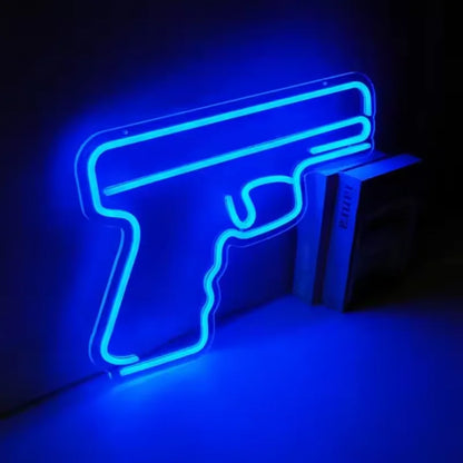 Custom Size Pistol Shaped LED Neon Strip PVC Body USB Switch Night Light Game Room Decoration Hanging Silicone Neon Art No MOQ