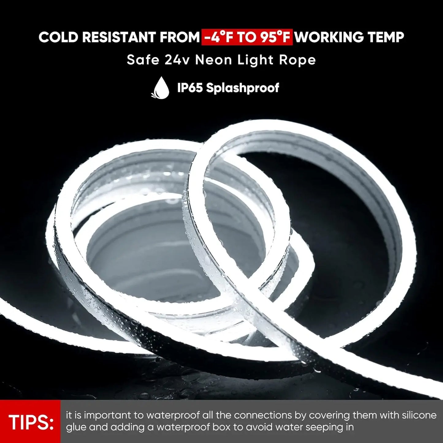 16.4FT RGBW 24V Silicone Led Light Remote APP WiFi Control Music Sync Waterproof RGB+Cool White Dimmable Smart Neon Rope Lights