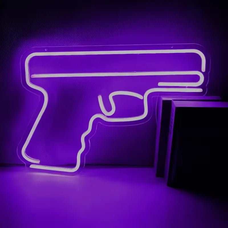Custom Size Pistol Shaped LED Neon Strip PVC Body USB Switch Night Light Game Room Decoration Hanging Silicone Neon Art No MOQ