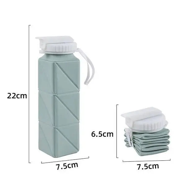 620ml Collapsible Water Bottle Cup with Straw Lid Leakproof BPA Free Silicone Foldable Water Bottle for Travel Gym Camping Sport