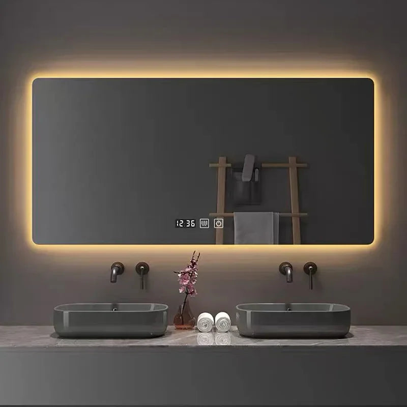 Multifunctional Square Smart Mirror Bathroom Defogging Bathroom Mirror Wall-mounted Cosmetic Mirror with Lamp Smart Mirror