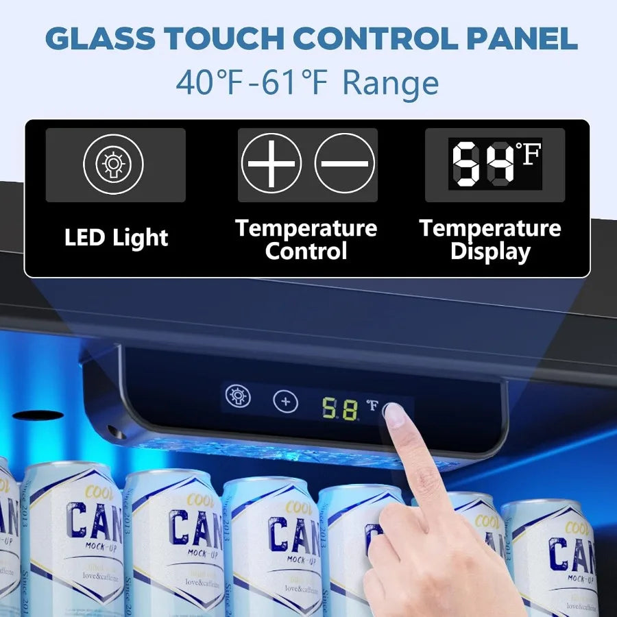 Compact Beverage Refrigerator Cooler with Glass Door for Beer Soda Wine Storage 2.6 Cu.Ft Mini Fridge with Adjustable Thermosta