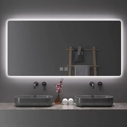 Multifunctional Square Smart Mirror Bathroom Defogging Bathroom Mirror Wall-mounted Cosmetic Mirror with Lamp Smart Mirror