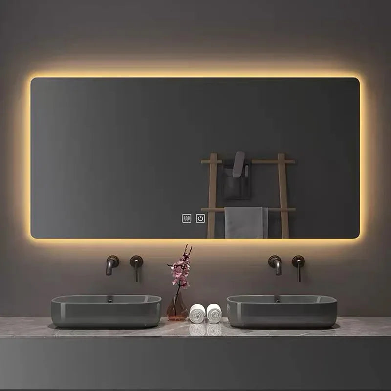 Multifunctional Square Smart Mirror Bathroom Defogging Bathroom Mirror Wall-mounted Cosmetic Mirror with Lamp Smart Mirror