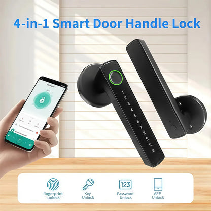 Tuya Smart Fingerprint Lock Financial level Electronic Indoor Lock Password/Key/Tuya APP/Bluetooth Unlock Bathroom Bedroom
