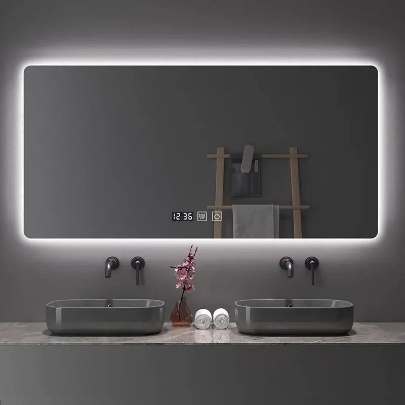Multifunctional Square Smart Mirror Bathroom Defogging Bathroom Mirror Wall-mounted Cosmetic Mirror with Lamp Smart Mirror
