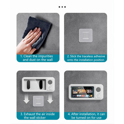 Bathroom Waterproof Phone Case with Bluetooth Speaker Wall Mount Phone Holder Stand Anti-Fog for Showering Bathe Kitchen