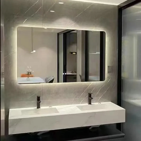 Multifunctional Square Smart Mirror Bathroom Defogging Bathroom Mirror Wall-mounted Cosmetic Mirror with Lamp Smart Mirror