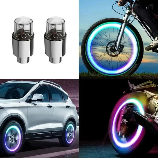 Colorful Gas Nozzle Lamp Tyre Valve Core Cap Cover Accessories LED Air Nozzle Decorative Light For Bike Car Motorcycle