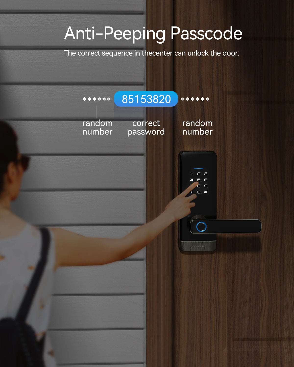 Smart Door Lock, TMEZON Keyless Entry  Fingerprint Door Lock with Keypad Digital Door Lock with Handle for Home, Remote/Card