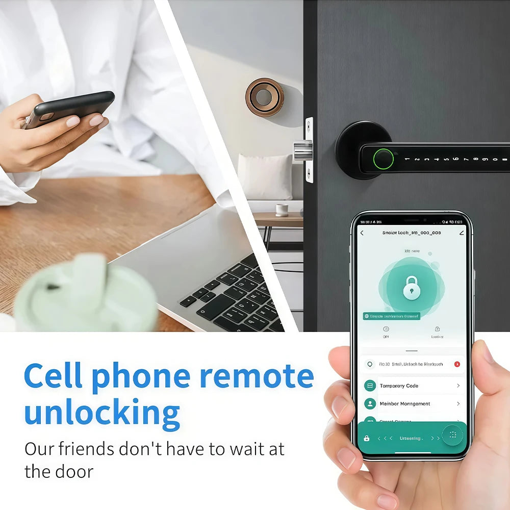 Tuya Smart Fingerprint Lock Financial level Electronic Indoor Lock Password/Key/Tuya APP/Bluetooth Unlock Bathroom Bedroom