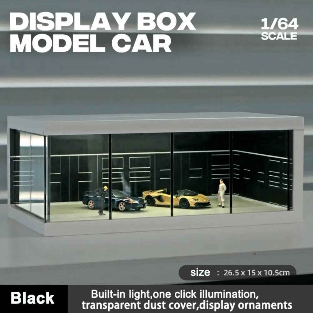1/64 Scale Car Model Showroom Exhibition Hall Transparent Garage Scene Model Dust Cover Assemble Miniature Car Garage Collection