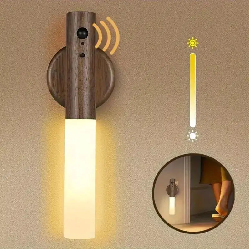 Motion Sensor LED Night Light Rechargeable Magnetic Wall Mounted Induction Light Wardrobe Light Bedroom and Home Desk Lamp