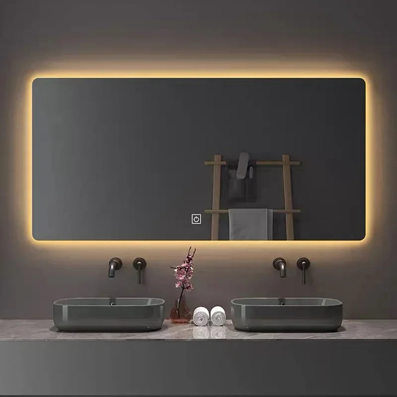 Multifunctional Square Smart Mirror Bathroom Defogging Bathroom Mirror Wall-mounted Cosmetic Mirror with Lamp Smart Mirror