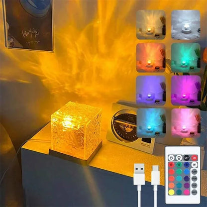 Ocean Wave Projector Light Ocean Lava Lamp Luminorthe Cube Northern Lights Cube w/16 Colors,Dynamic Ripple Effect,Living Room