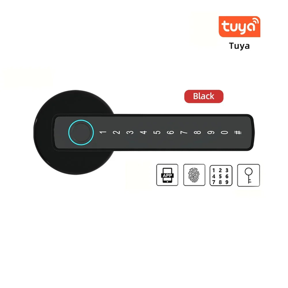 Tuya Smart Fingerprint Lock Financial level Electronic Indoor Lock Password/Key/Tuya APP/Bluetooth Unlock Bathroom Bedroom